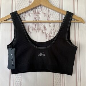 NWT SKIMS X Nike Ribbed Seamless Micro Scoop Bra Sz S Obsidian/Armor